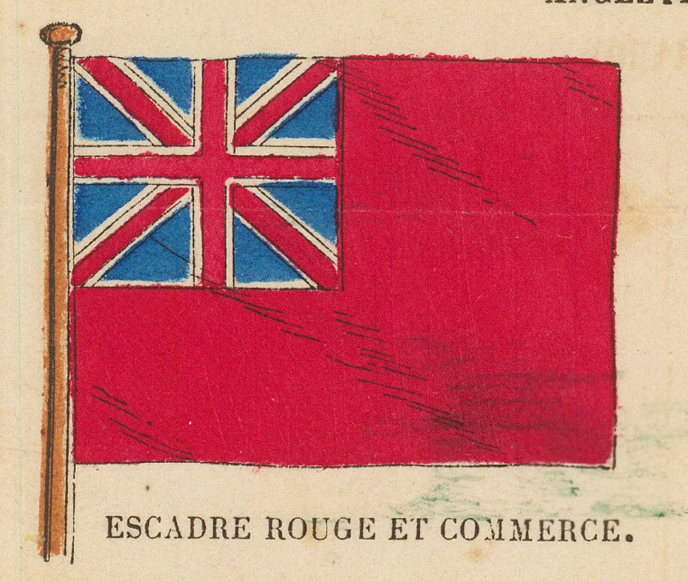 Red squadron and commerce ensign of England as printed on the plate