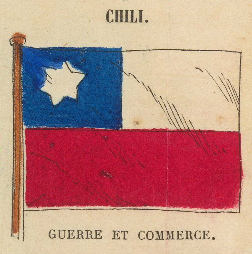 Chilean war and commerce flag as printed on the plate