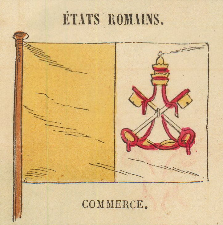 Roman States commerce flag as printed on the plate