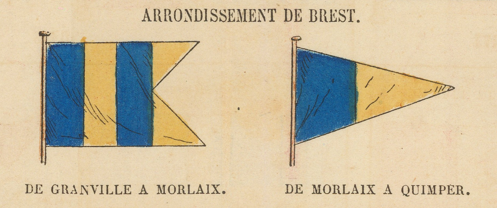 Two coastal signal flags for the Brest maritime arrondissement