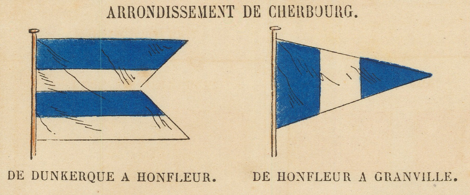 Two coastal signal flags for the Cherbourg maritime arrondissement