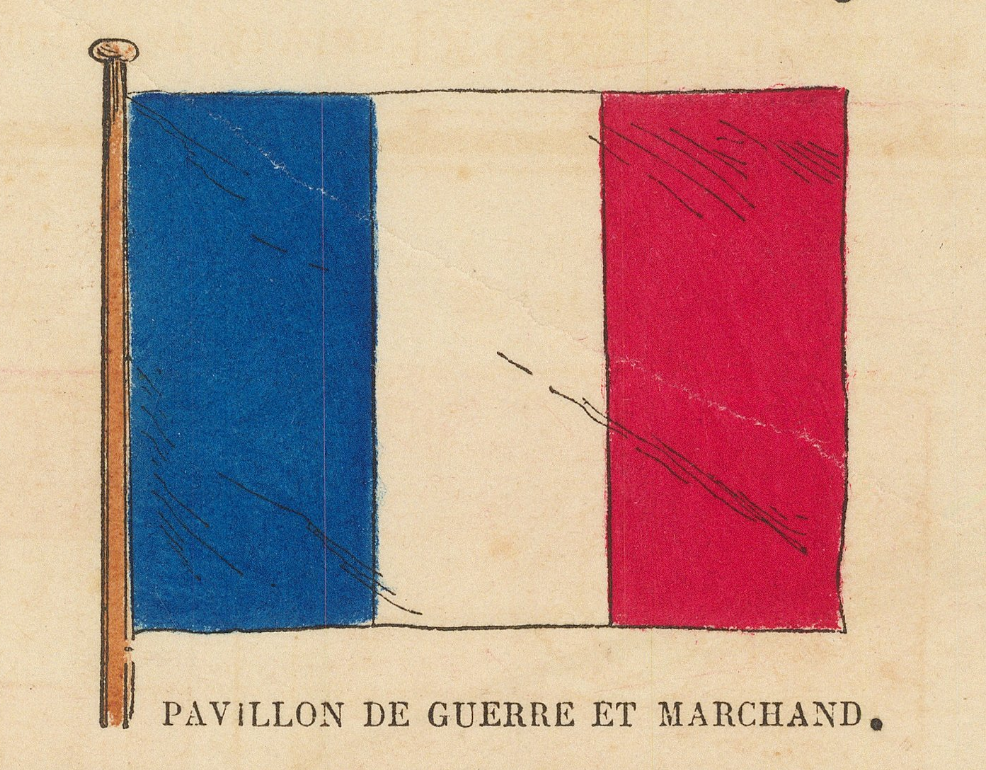 French war and merchant flag as printed on the plate