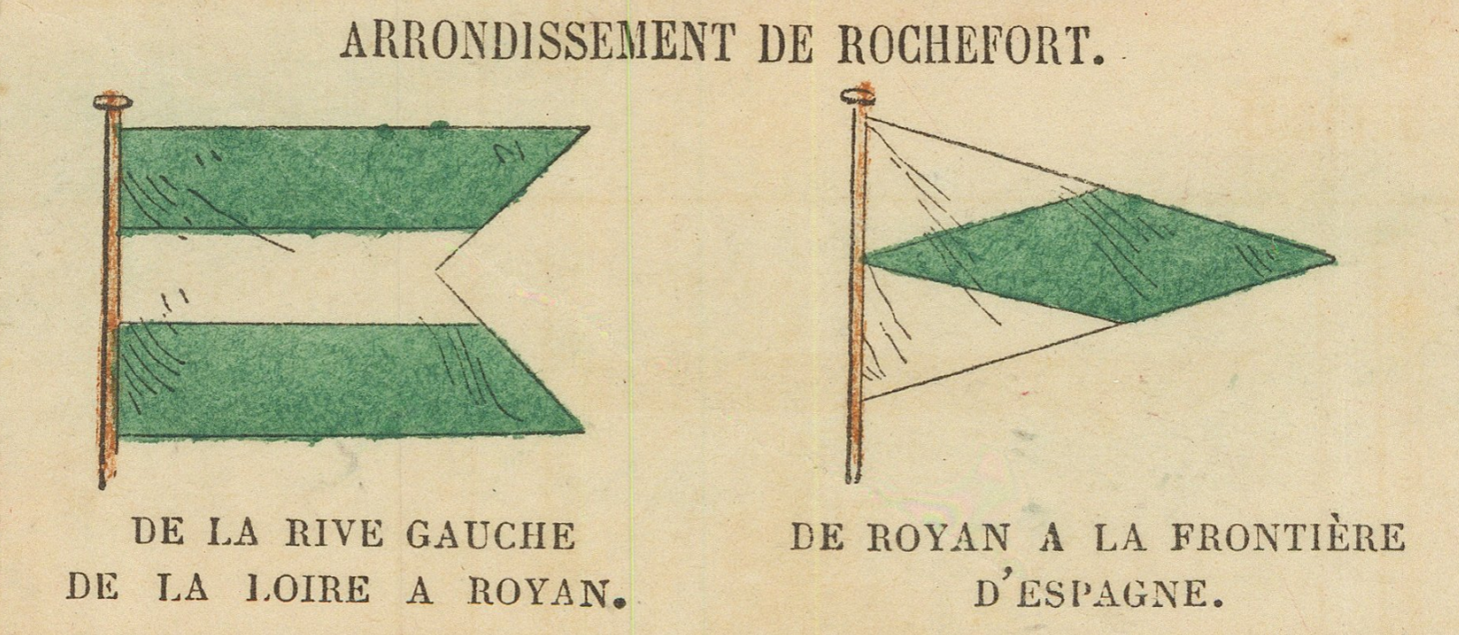 Two coastal signal flags for the Rochefort maritime arrondissement