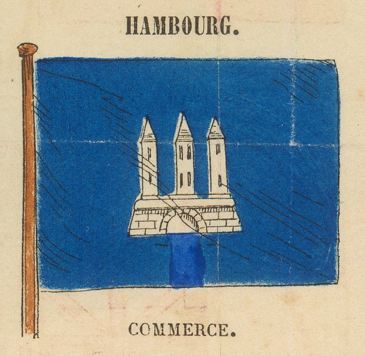 Hamburg commerce flag as printed on the plate