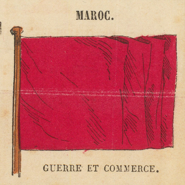 Moroccan war and commerce flag as printed on the plate