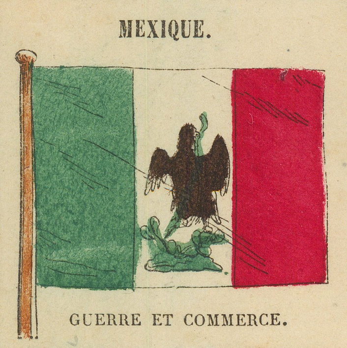 Mexican war and commerce flag as printed on the plate