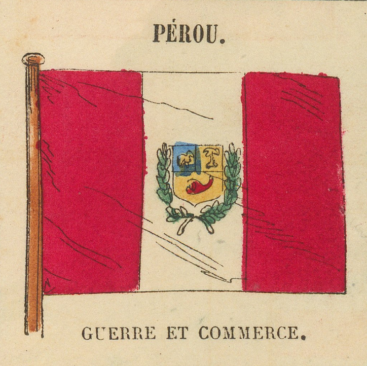 Peruvian war and commerce flag as printed on the plate
