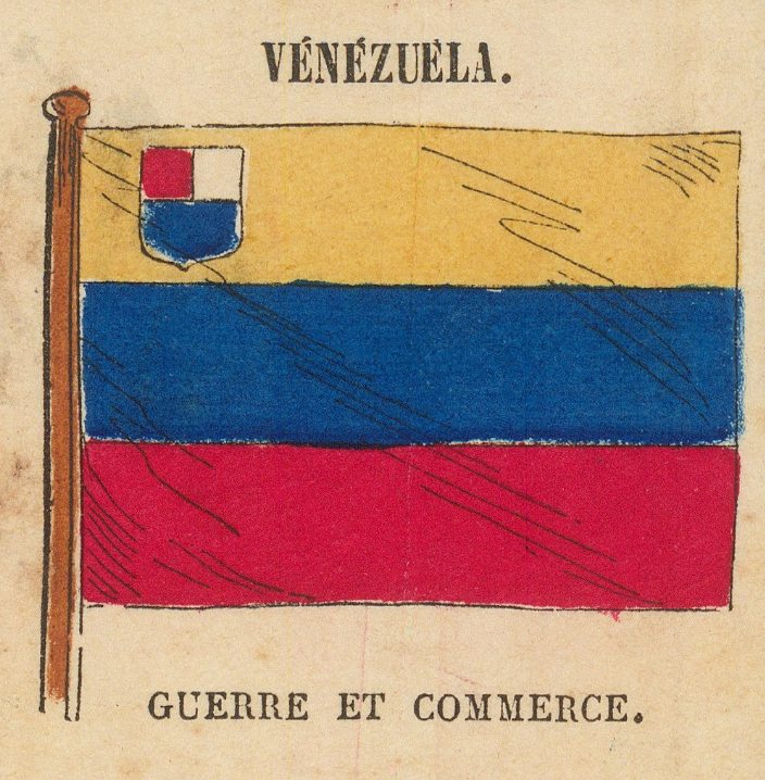 Venezuelan war and commerce flag as printed on the plate